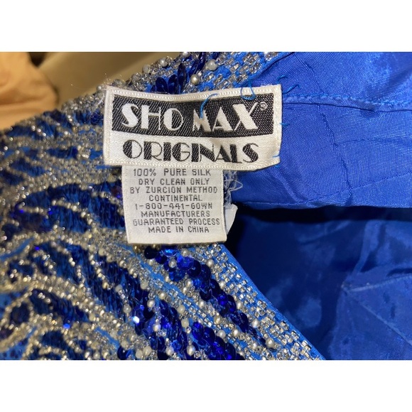 SOLD Sho Max 100% Silk Blue Beaded Dress - Picture 7 of 7